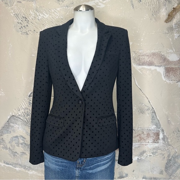 Guess Jackets & Blazers - Guess knit blazer size 4 velveteen tonal polka dots, preppy, dark academia goth